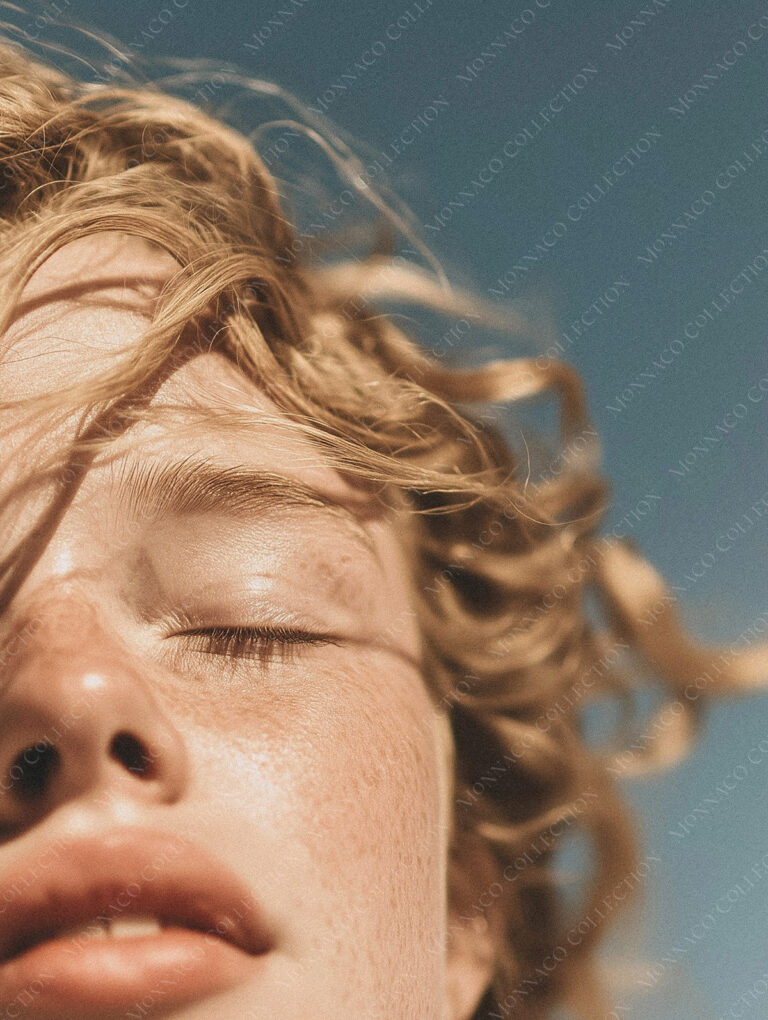 Close-Up of a Blonde Woman with Eyes Closed